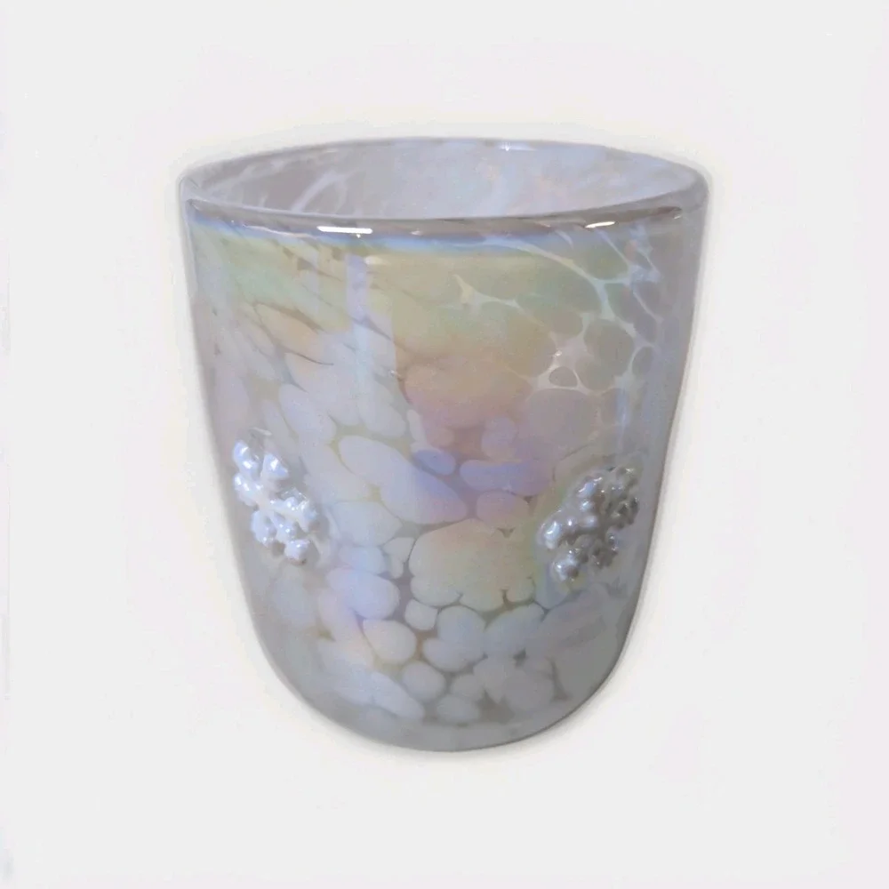 Anthropologie Festive Icon Juice Glass Luster Snowflake 17 Oz New